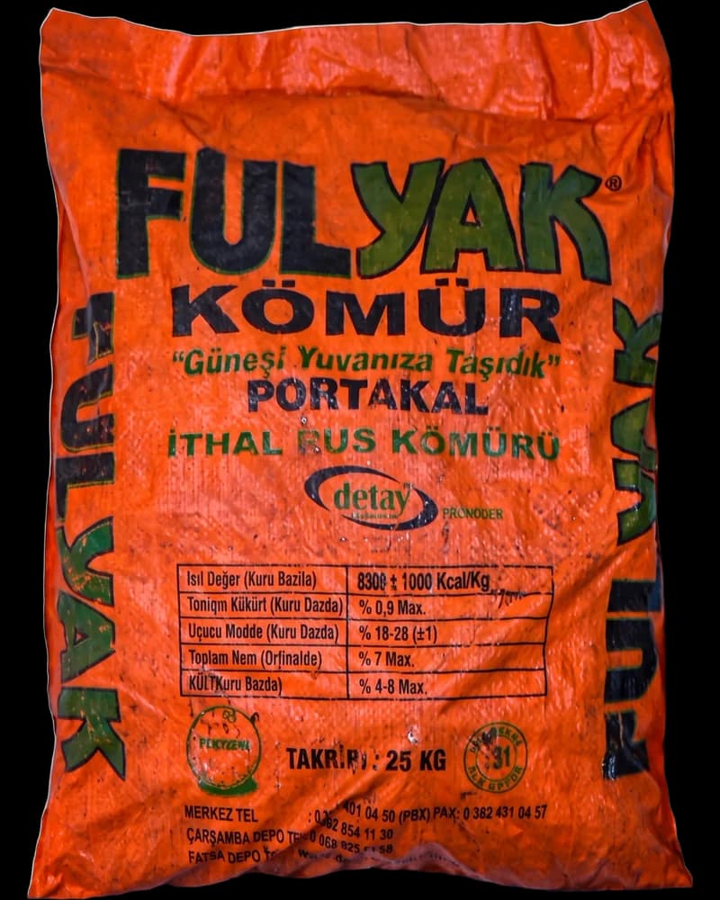 Fulyak İthal portakal kömürü, 25 kg torba