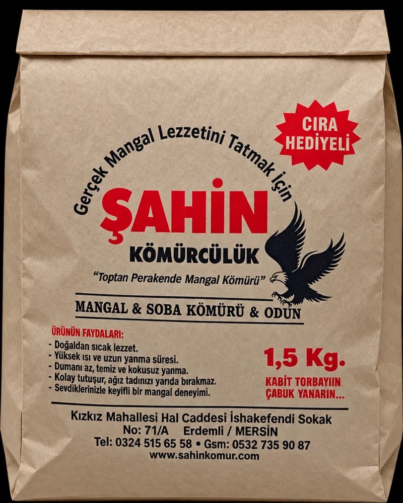Şahin Kömürcülük Mangal kömürü, 1,5 kg torba