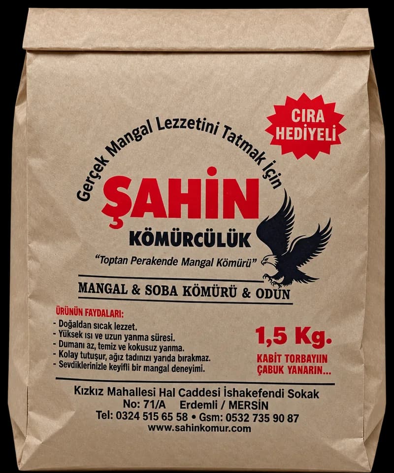 Şahin Kömürcülük 1,5 kg mangal kömürü paketi